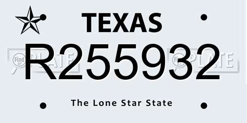 R255932 Texas License Plate