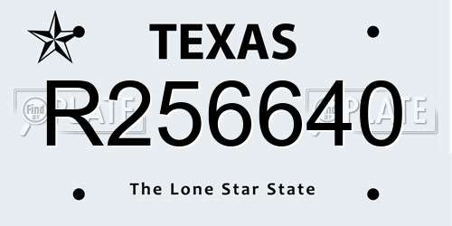 R256640 Texas License Plate