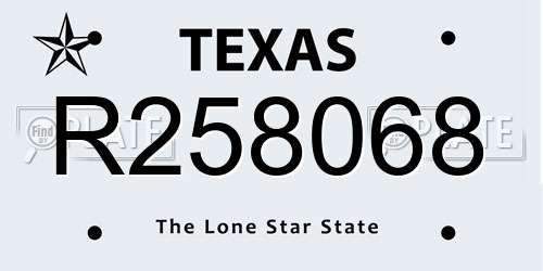 R258068 Texas License Plate