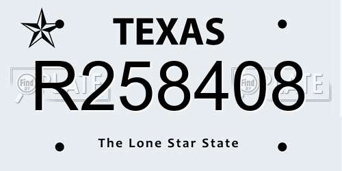 R258408 Texas License Plate