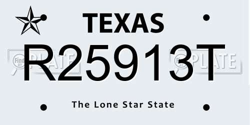 R25913T Texas License Plate