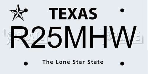 R25MHW Texas License Plate