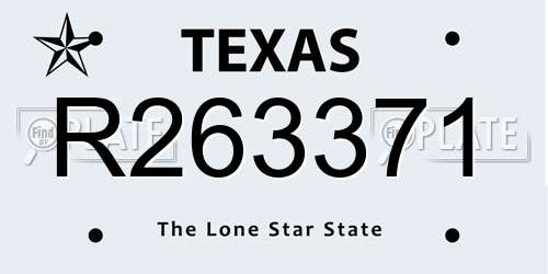 R263371 Texas License Plate