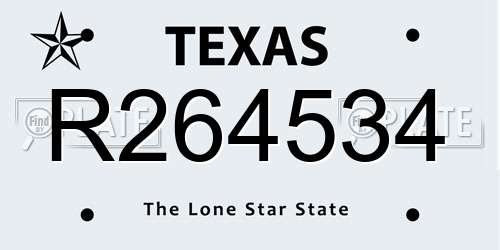 R264534 Texas License Plate