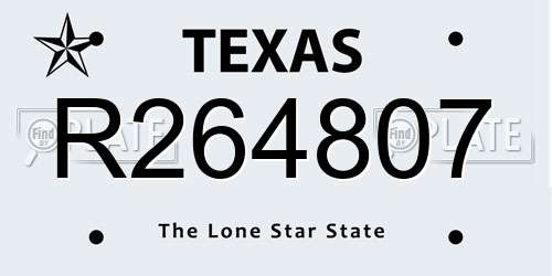 R264807 Texas License Plate