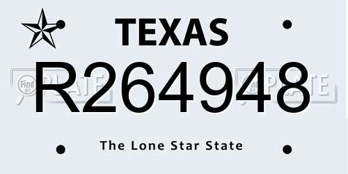 R264948 Texas License Plate