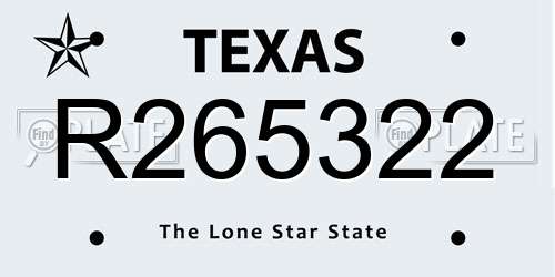 R265322 Texas License Plate