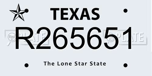 R265651 Texas License Plate