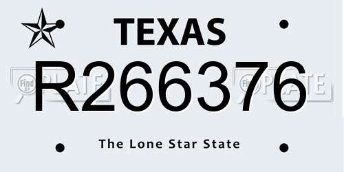 R266376 Texas License Plate