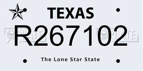 R267102 Texas License Plate