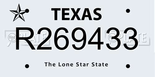 R269433 Texas License Plate