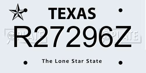 R27296Z Texas License Plate