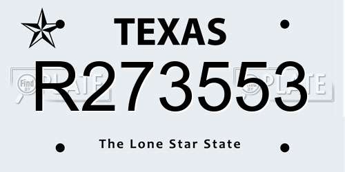 R273553 Texas License Plate