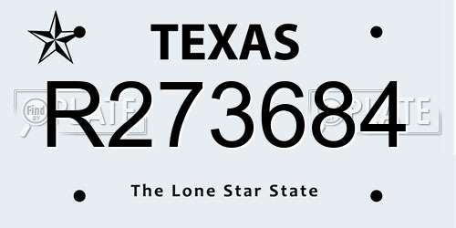 R273684 Texas License Plate