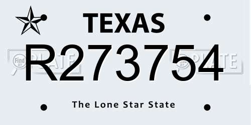 R273754 Texas License Plate