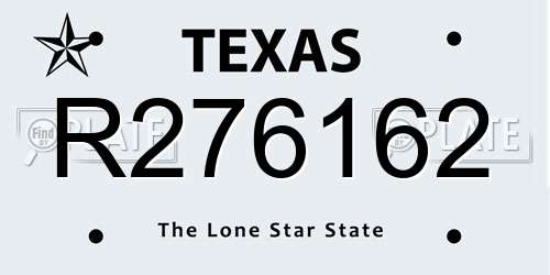 R276162 Texas License Plate