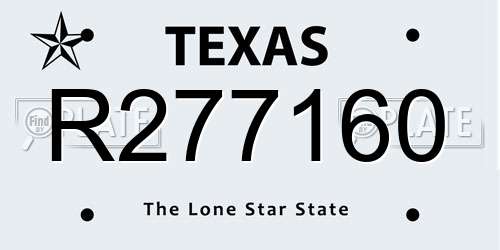R277160 Texas License Plate