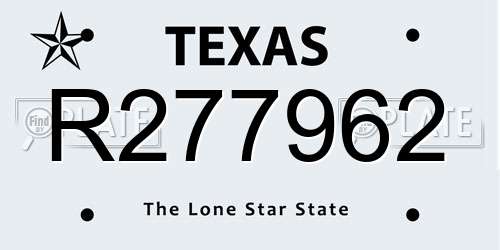 R277962 Texas License Plate
