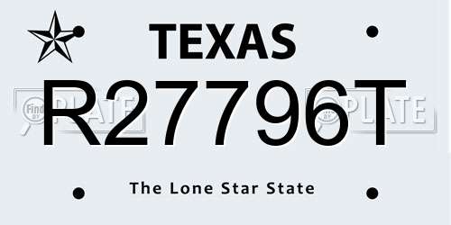 R27796T Texas License Plate