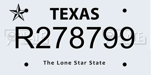 R278799 Texas License Plate