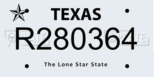R280364 Texas License Plate