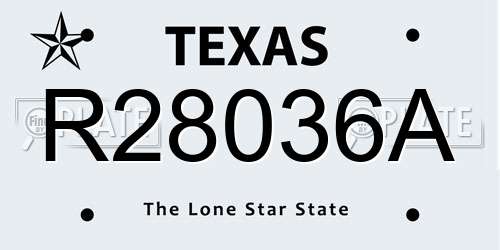 R28036A Texas License Plate