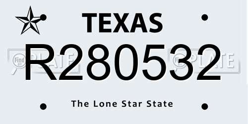 R280532 Texas License Plate