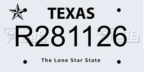 R281126 Texas License Plate