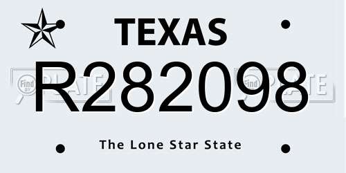 R282098 Texas License Plate