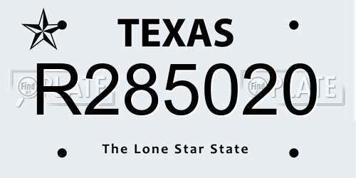 R285020 Texas License Plate