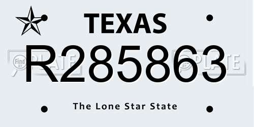R285863 Texas License Plate
