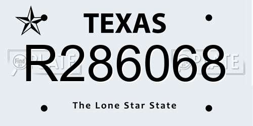 R286068 Texas License Plate