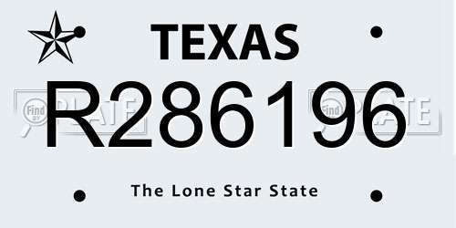R286196 Texas License Plate