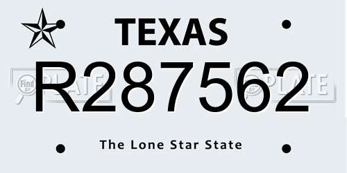 R287562 Texas License Plate