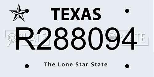 R288094 Texas License Plate