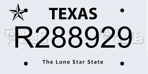 R288929 Texas License Plate