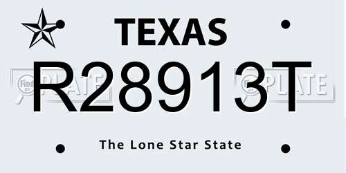 R28913T Texas License Plate