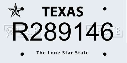 R289146 Texas License Plate