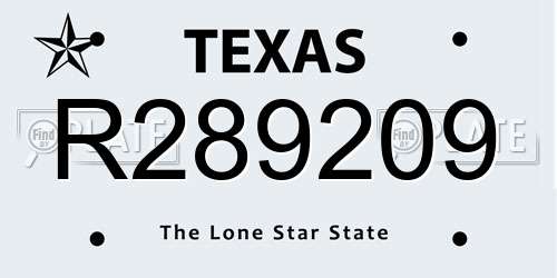 R289209 Texas License Plate