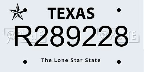 R289228 Texas License Plate