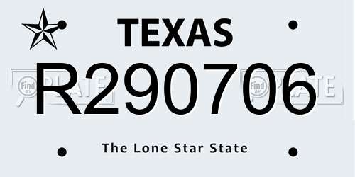 R290706 Texas License Plate