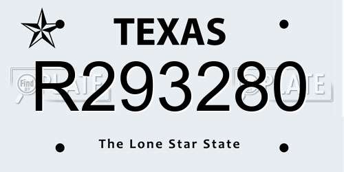 R293280 Texas License Plate