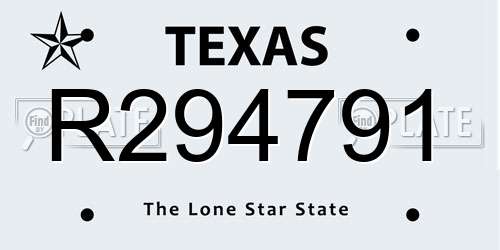 R294791 Texas License Plate