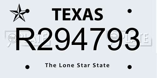 R294793 Texas License Plate