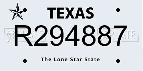 R294887 Texas License Plate
