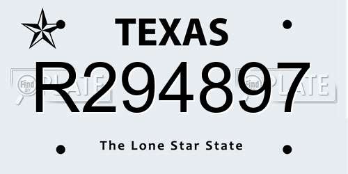 R294897 Texas License Plate