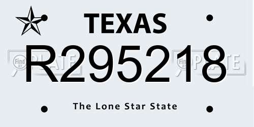 R295218 Texas License Plate