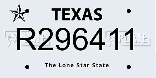 R296411 Texas License Plate