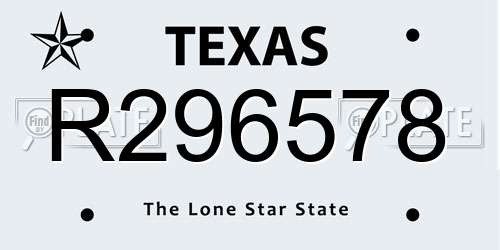 R296578 Texas License Plate