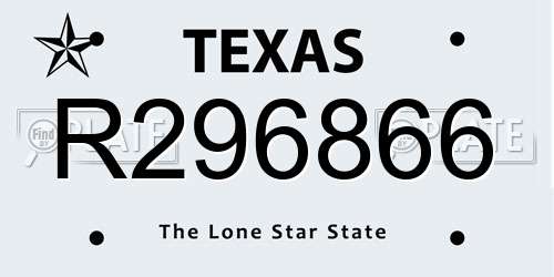 R296866 Texas License Plate